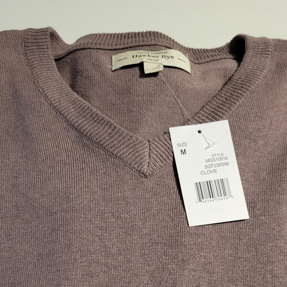 Hawker Rye Cashmere Cotton Blend V Neck Sweater Mens Size Medium - Picture 4 of 5